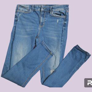 White House Black Market WHBM the skinny mid rise denim jeans ripped distressed